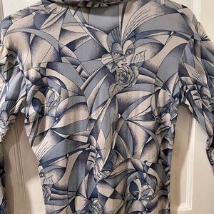 1970s DISCO Men’s shirt VINTAGE Medium, long sleeve, long collar  ART DECO